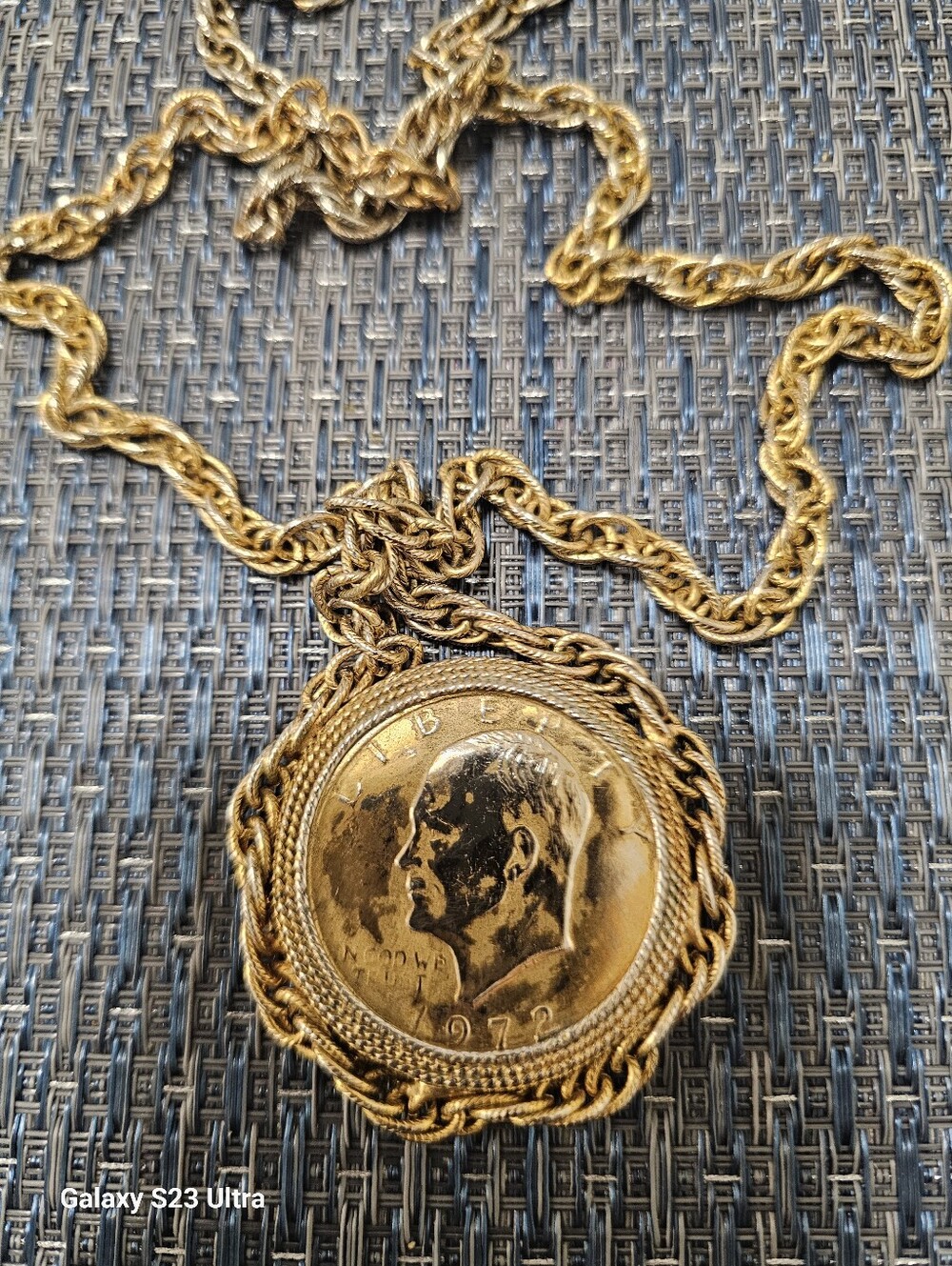 Vintage Gold-Tone Coin Pendant Necklace